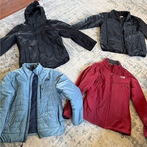 The North Face Jackets - Black, Light Blue, Red